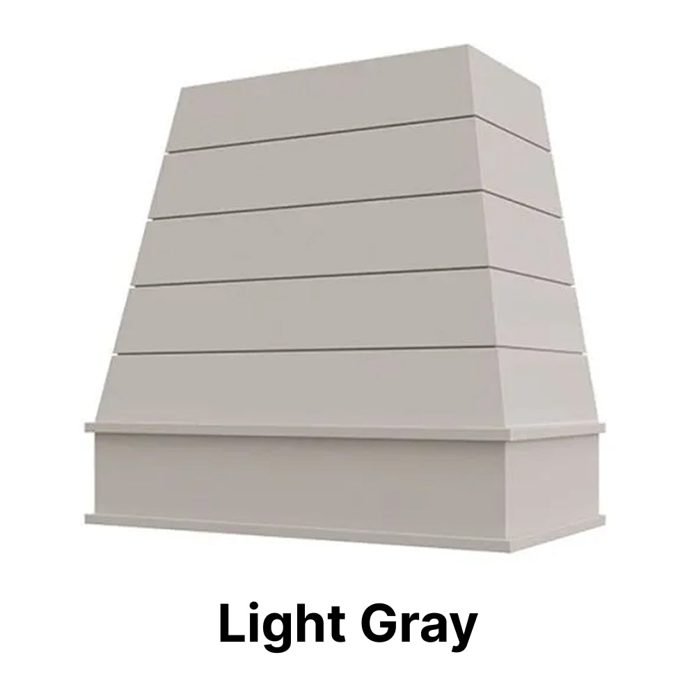 Wood Range Hood With Tapered Shiplap Front and Block Trim - 30