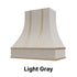 Wood Range Hood With Curved Front, Brass Strapping and Buttons - 30", 36", 42", 48", 54" and 60" Widths Available