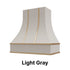Wood Range Hood With Curved Front and Brass Strapping and Flat Trim - 30" 36" 42" 48" 54" and 60" Widths Available