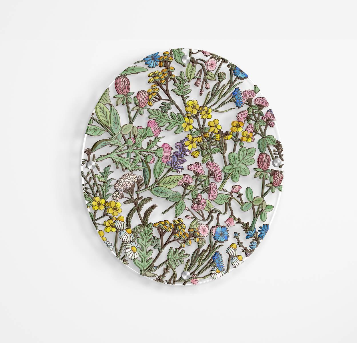 Little Colorful Flowers Printed Transparent Acrylic Circle