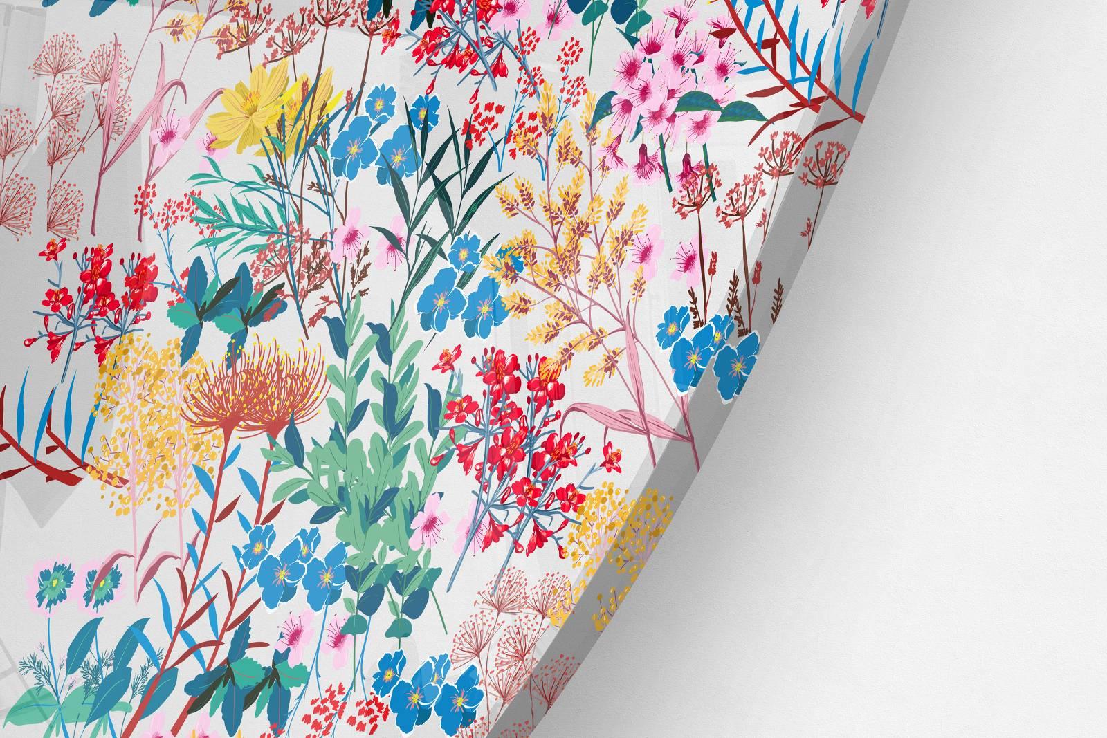 Little Flowers Printed Transparent Acrylic Circle