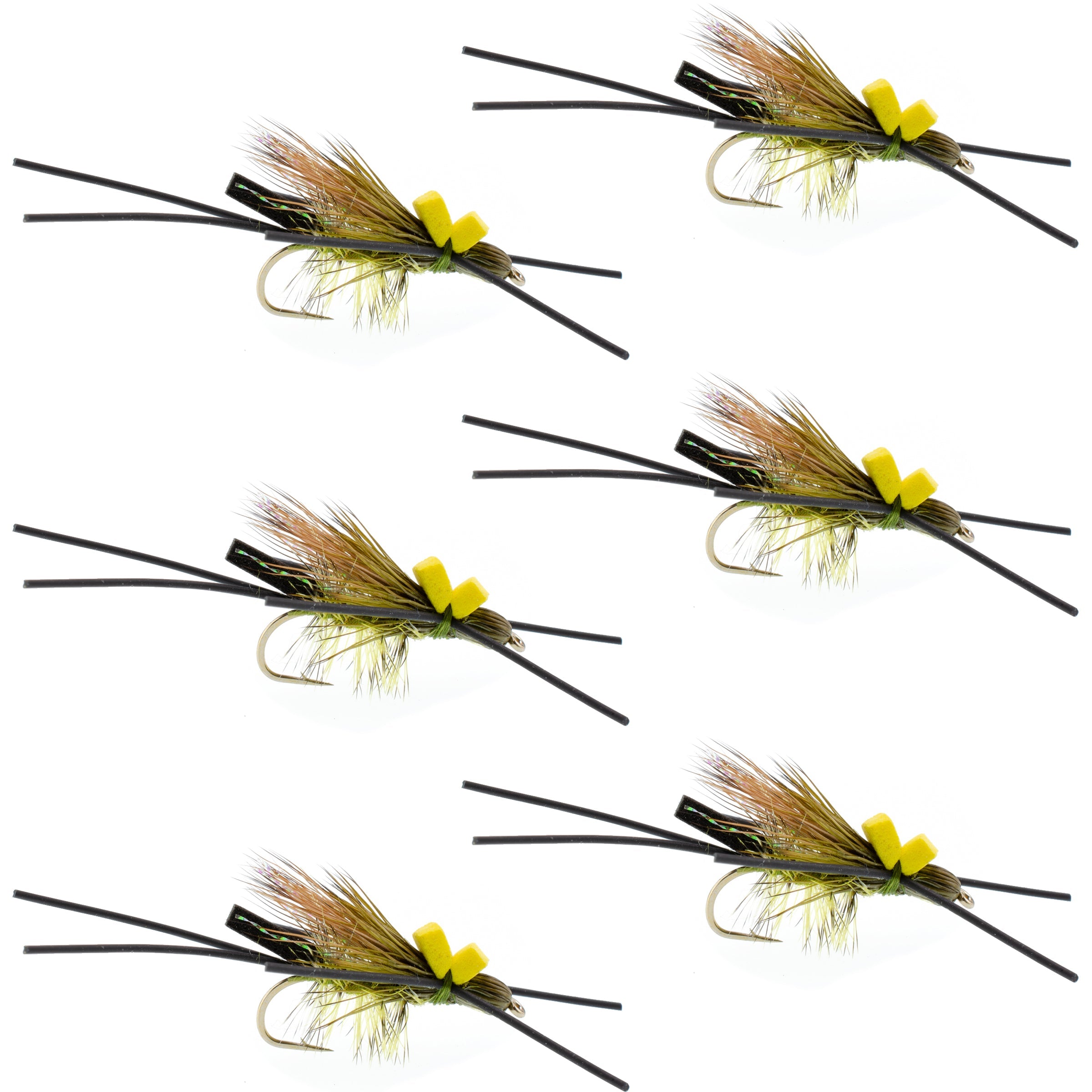 Long Tail Skwala Stone Fly Dry Trout Flies - Adult Squalla Stonefly Dry Fly - 6 Flies Hook Size 10