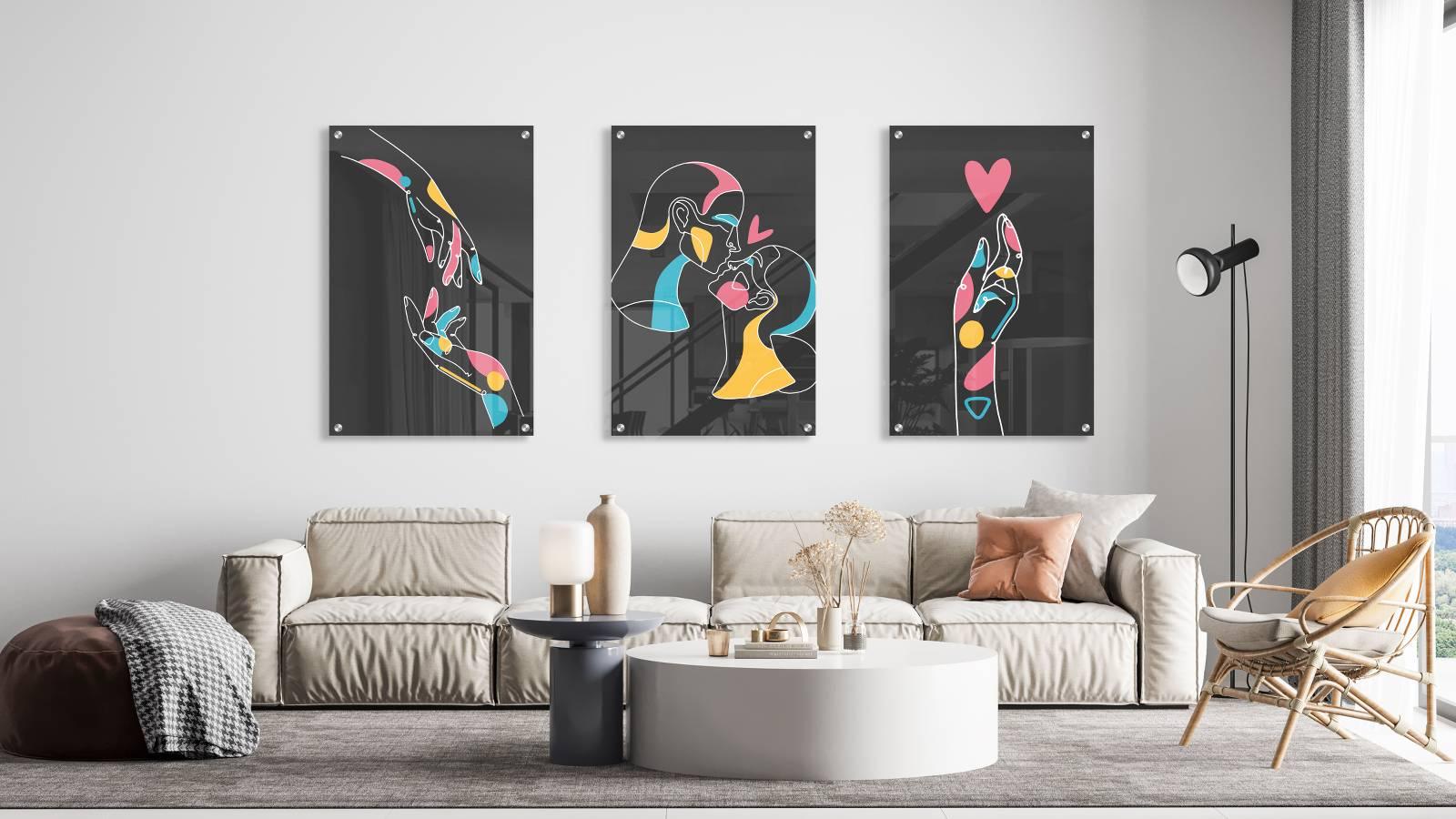 Love Art Set of 3 Prints Modern Wall Art Modern Artwork