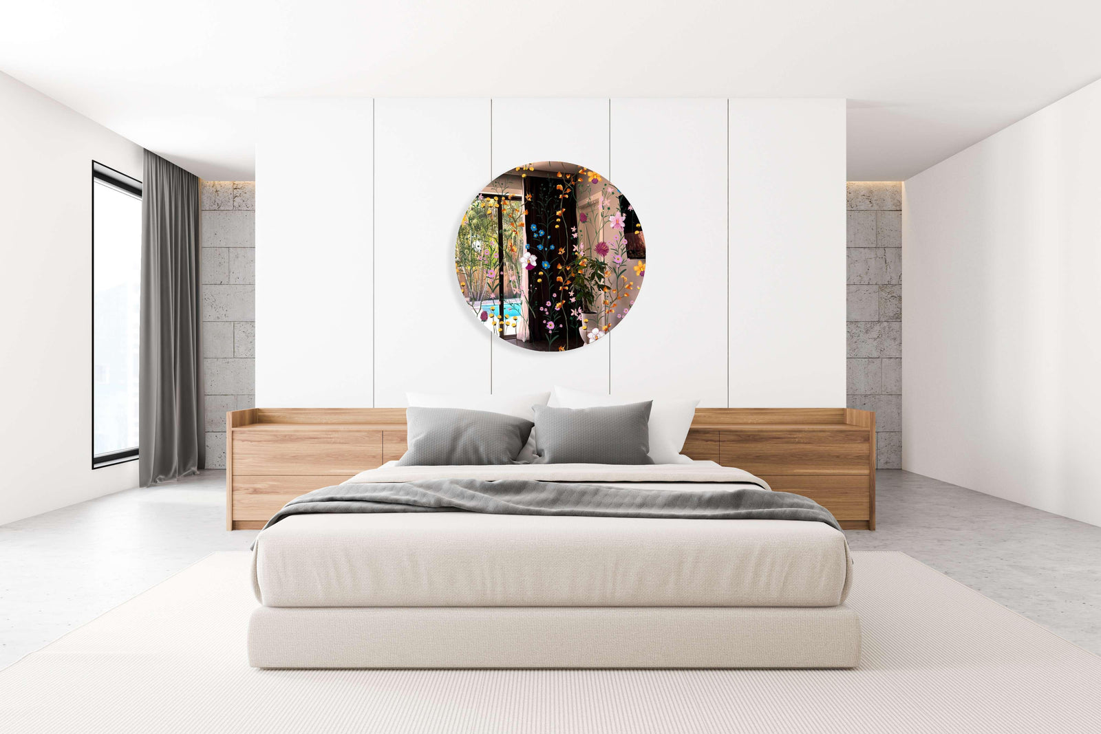 Lovely Field Flowers Printed Mirror Acrylic Circles