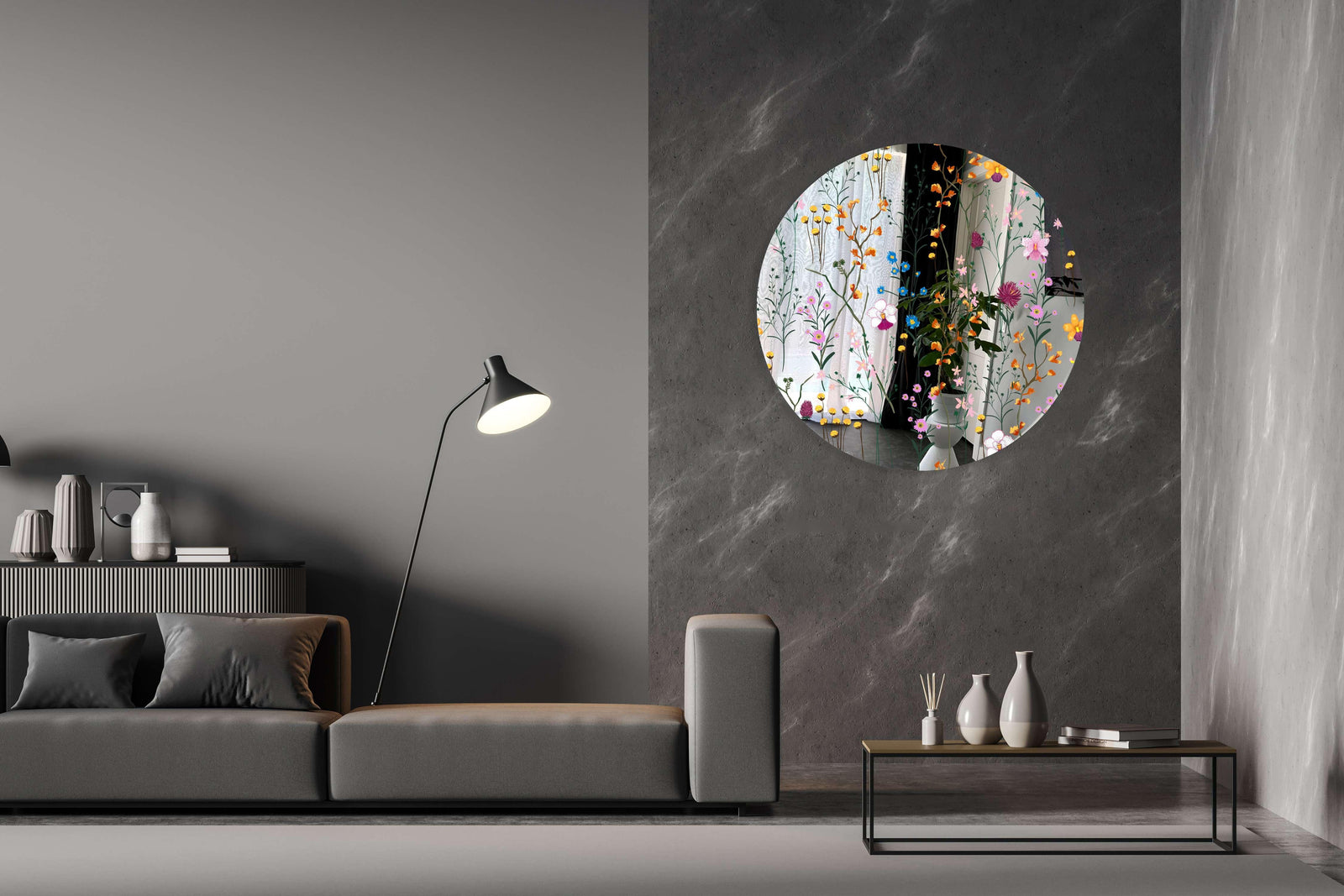 Lovely Field Flowers Printed Mirror Acrylic Circles