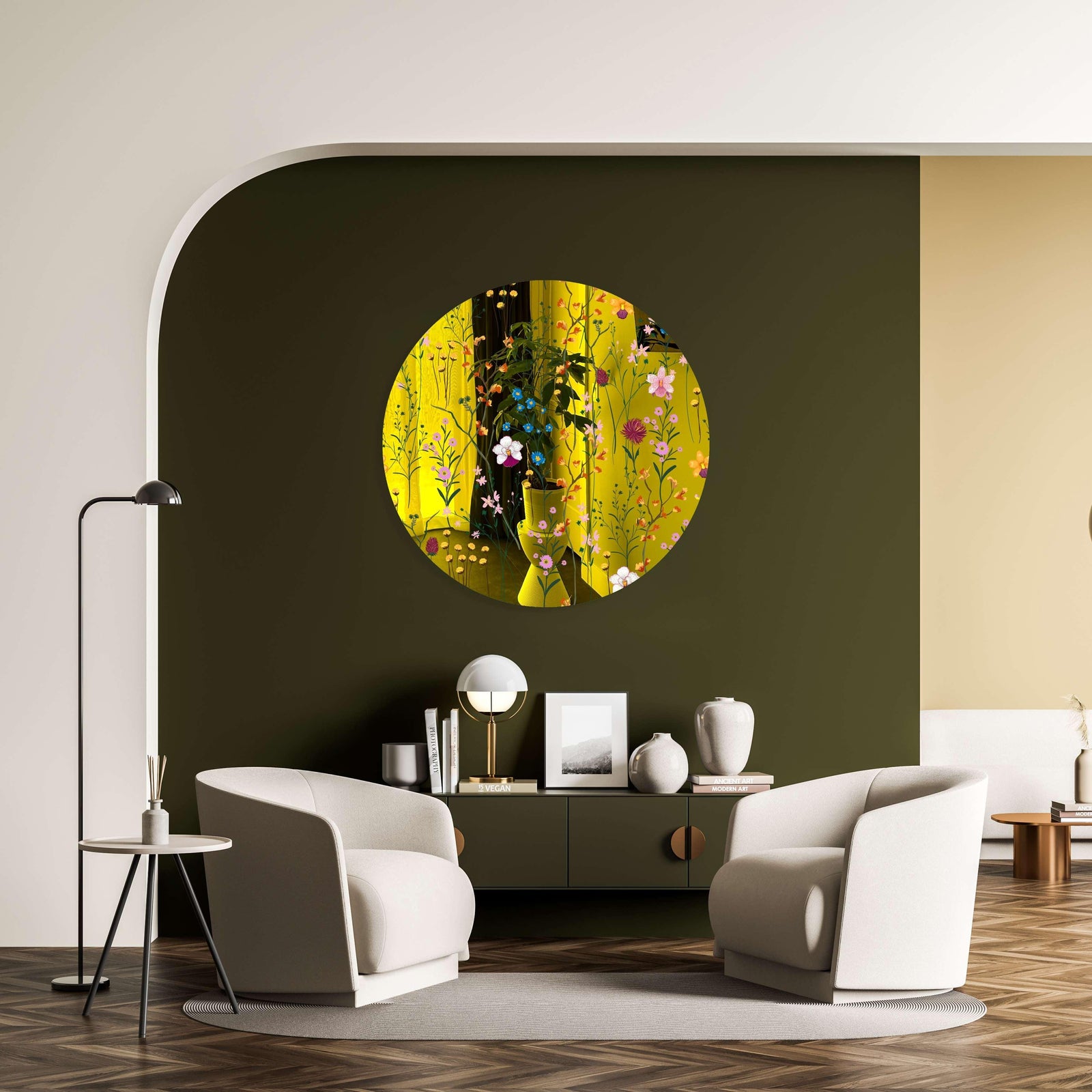 Lovely Field Flowers Printed Mirror Acrylic Circles