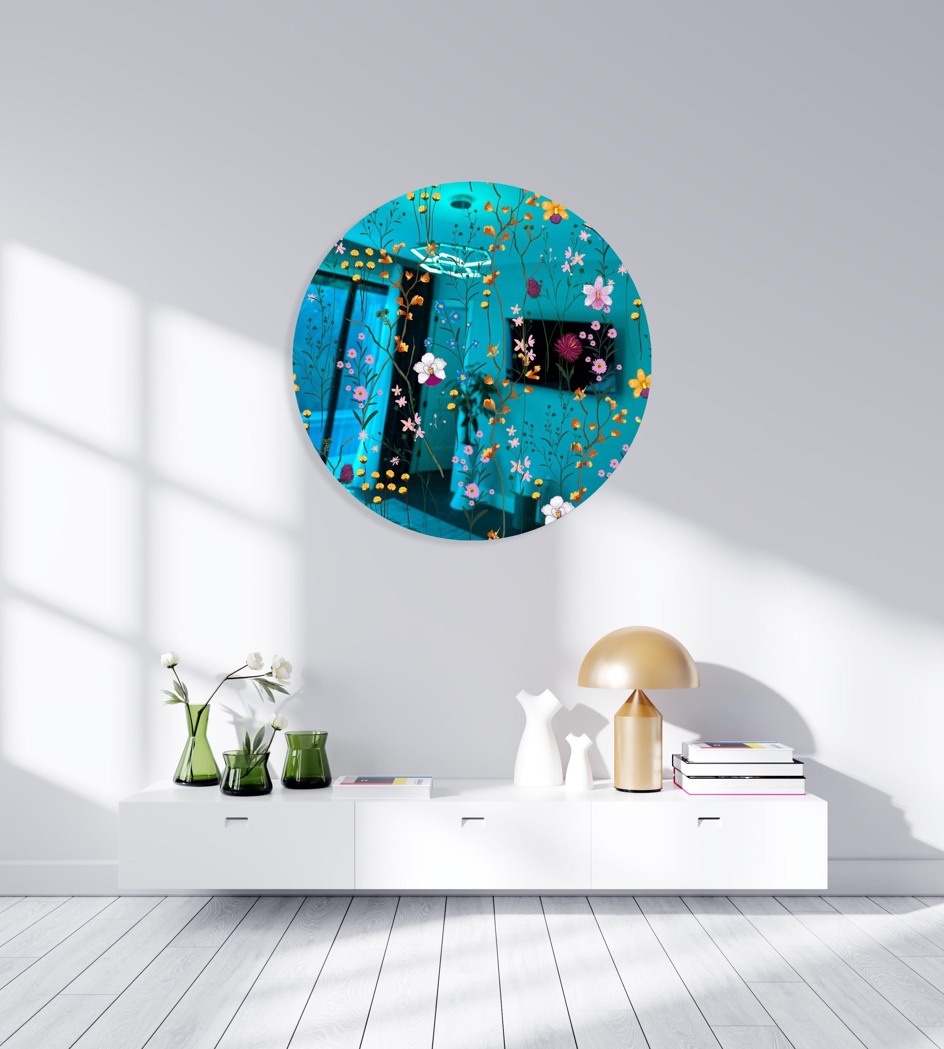 Lovely Field Flowers Printed Mirror Acrylic Circles