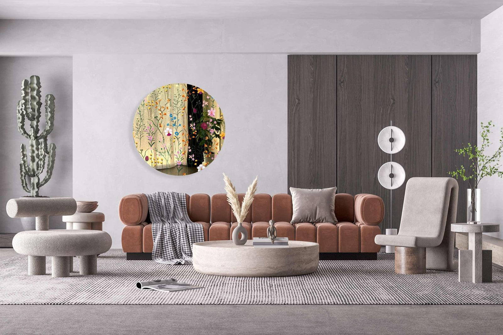 Lovely Field Flowers Printed Mirror Acrylic Circles