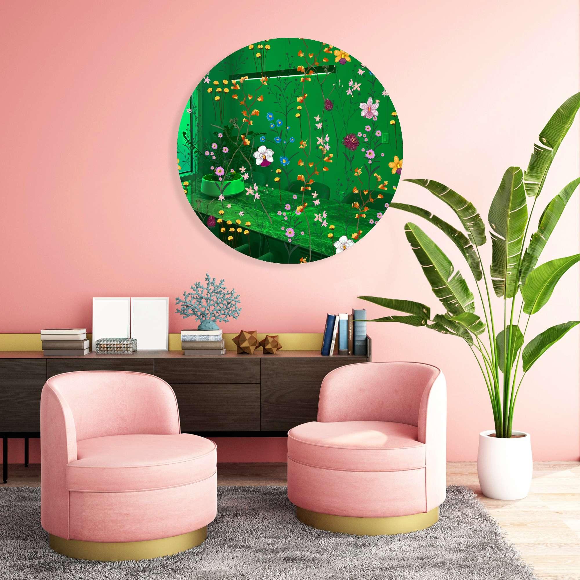 Lovely Field Flowers Printed Mirror Acrylic Circles