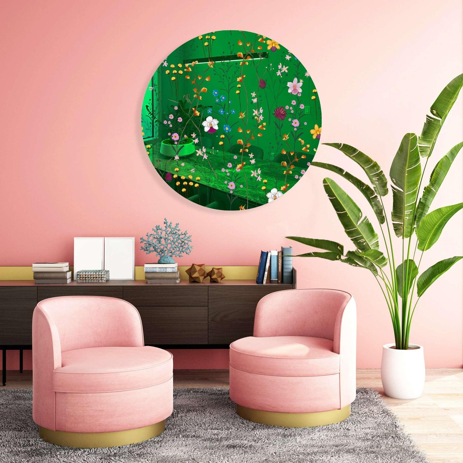 Lovely Field Flowers Printed Mirror Acrylic Circles