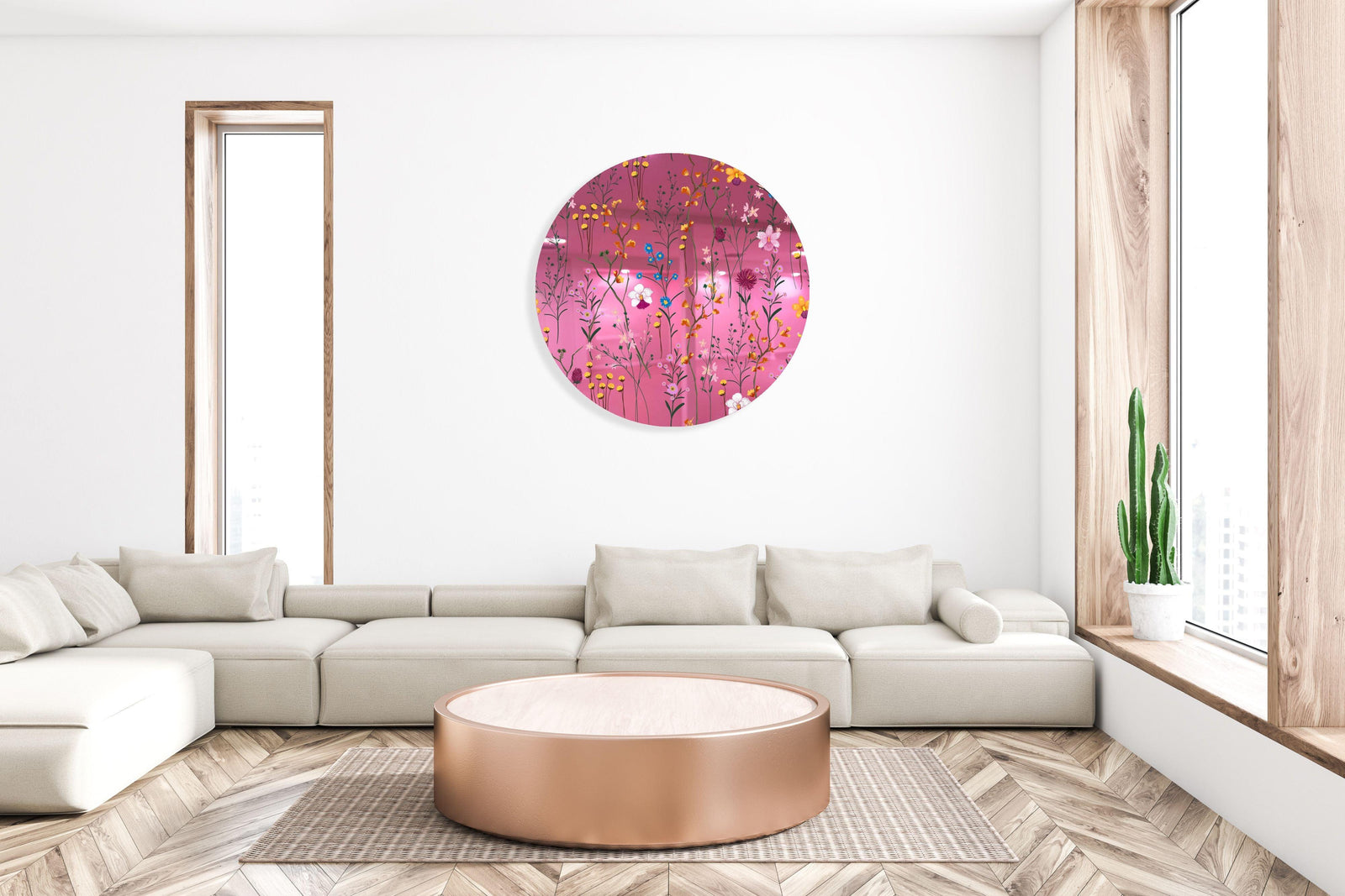 Lovely Field Flowers Printed Mirror Acrylic Circles