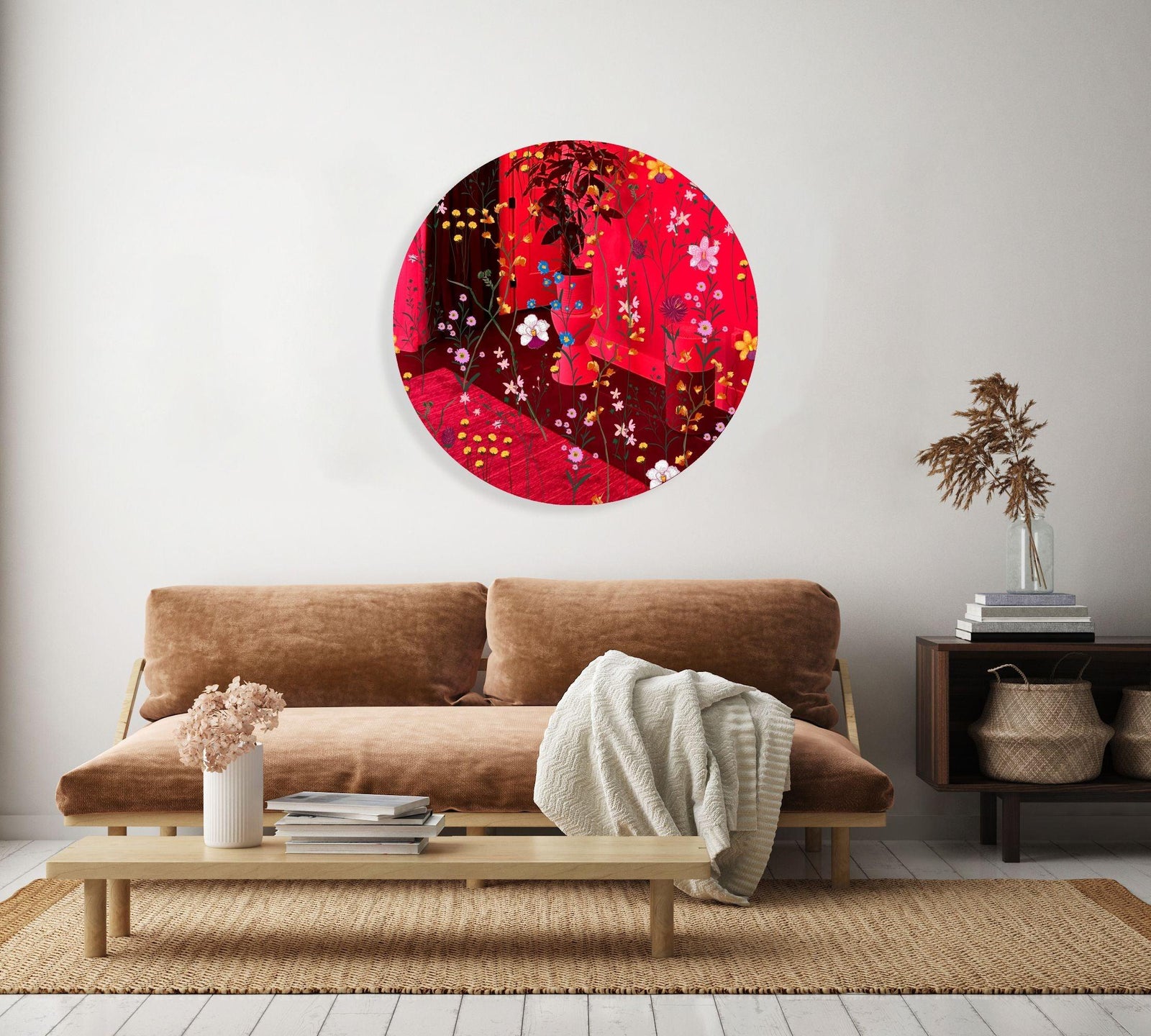 Lovely Field Flowers Printed Mirror Acrylic Circles