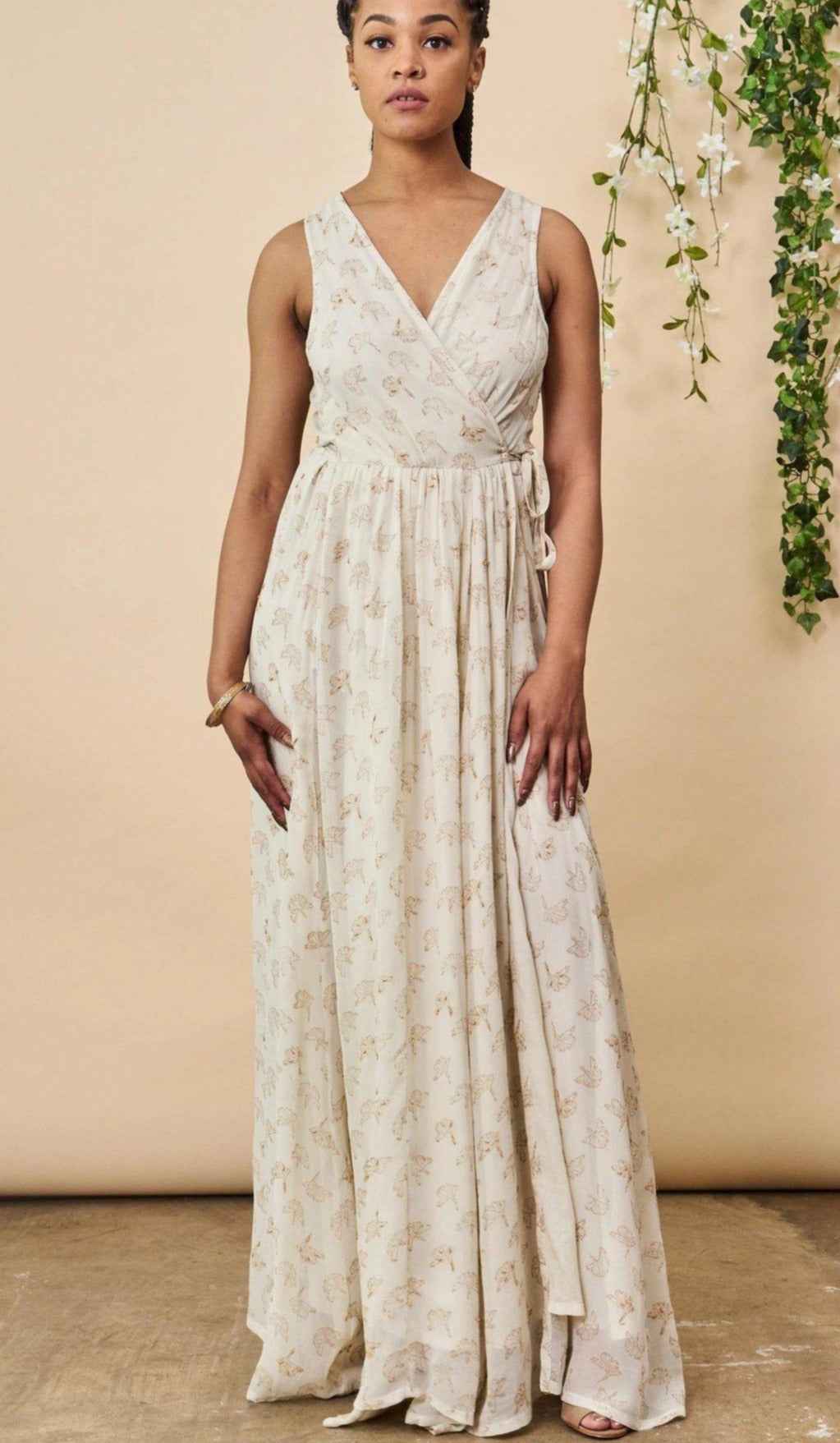 Ginkgo Leaf Maxi Wedding Dress in Cream + Copper