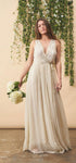 Floral Embroidered Wedding Dress in Cream + Silver