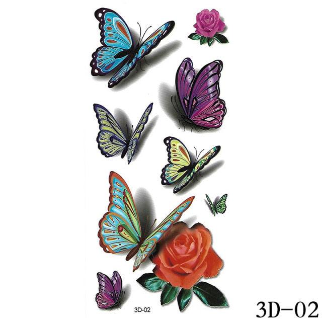 Luxury 3D Butterfly Tattoos Stickers Temporary Colorful Flower Body Decorations And Party Make Up For Womens