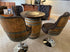 Luxury Wine Barrel Bar Set w/ Pub Table & Wine Barrel Bar Stools - Multi-Use Wine and Whiskey Home Bar Furniture