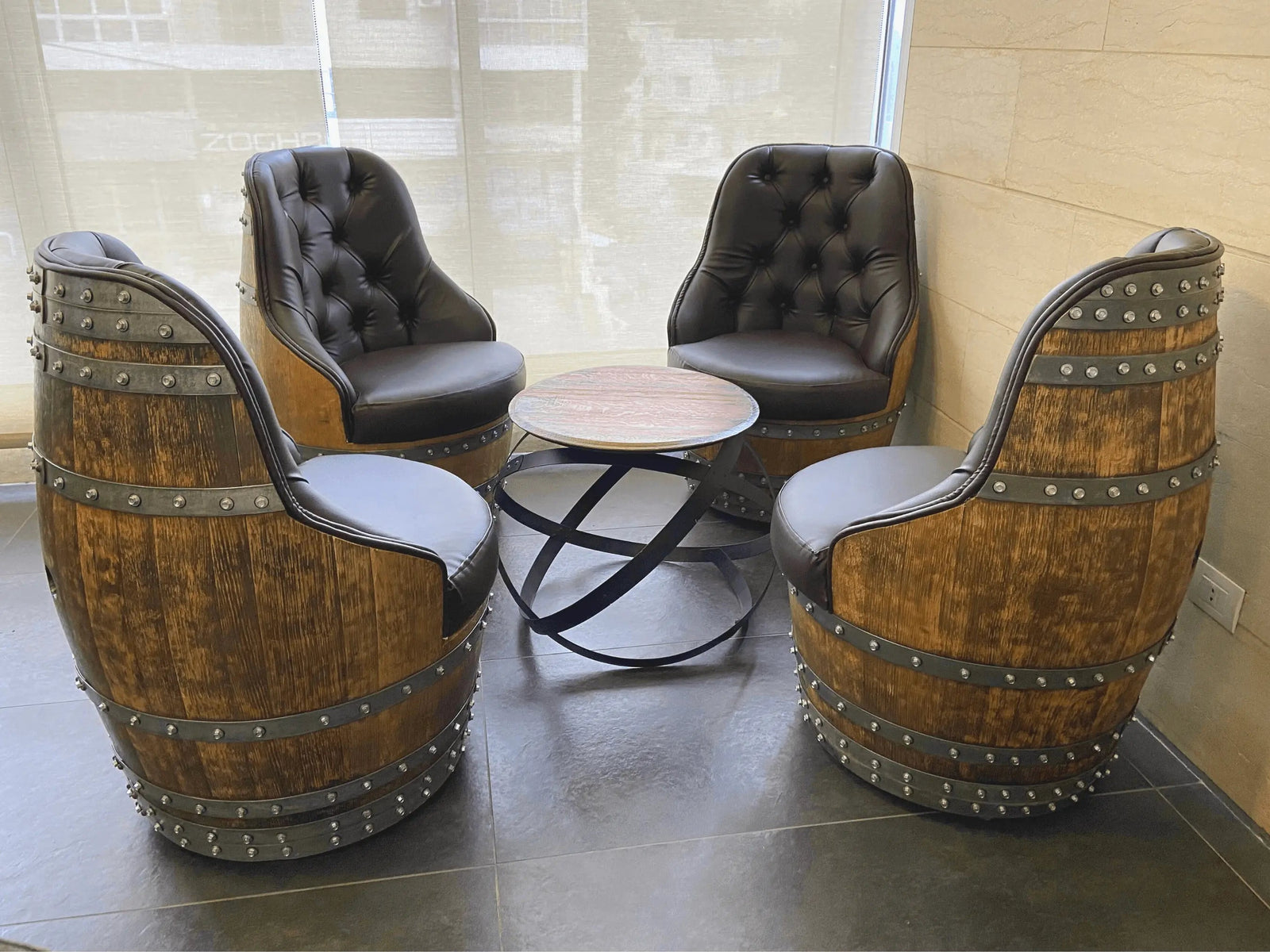 Luxury Captain Barrel Chair, Handmade Wine and Whiskey Barrel Chair, Hidden Storage, Memory Foam Upholstery, Movable On Casters