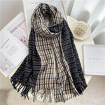 Winter  Long Plaid Headwear Scarf Warm Shawls Cashmere Female Scarfs Scarves Lady Tassel Shawl Wraps For Women