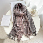 Winter  Long Plaid Headwear Scarf Warm Shawls Cashmere Female Scarfs Scarves Lady Tassel Shawl Wraps For Women