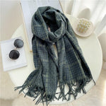 Winter  Long Plaid Headwear Scarf Warm Shawls Cashmere Female Scarfs Scarves Lady Tassel Shawl Wraps For Women