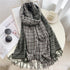 Winter  Long Plaid Headwear Scarf Warm Shawls Cashmere Female Scarfs Scarves Lady Tassel Shawl Wraps For Women