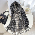 Winter  Long Plaid Headwear Scarf Warm Shawls Cashmere Female Scarfs Scarves Lady Tassel Shawl Wraps For Women