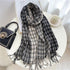 Winter  Long Plaid Headwear Scarf Warm Shawls Cashmere Female Scarfs Scarves Lady Tassel Shawl Wraps For Women