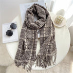 Winter  Long Plaid Headwear Scarf Warm Shawls Cashmere Female Scarfs Scarves Lady Tassel Shawl Wraps For Women