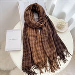 Winter  Long Plaid Headwear Scarf Warm Shawls Cashmere Female Scarfs Scarves Lady Tassel Shawl Wraps For Women
