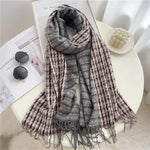Winter  Long Plaid Headwear Scarf Warm Shawls Cashmere Female Scarfs Scarves Lady Tassel Shawl Wraps For Women