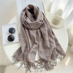 Winter  Long Plaid Headwear Scarf Warm Shawls Cashmere Female Scarfs Scarves Lady Tassel Shawl Wraps For Women