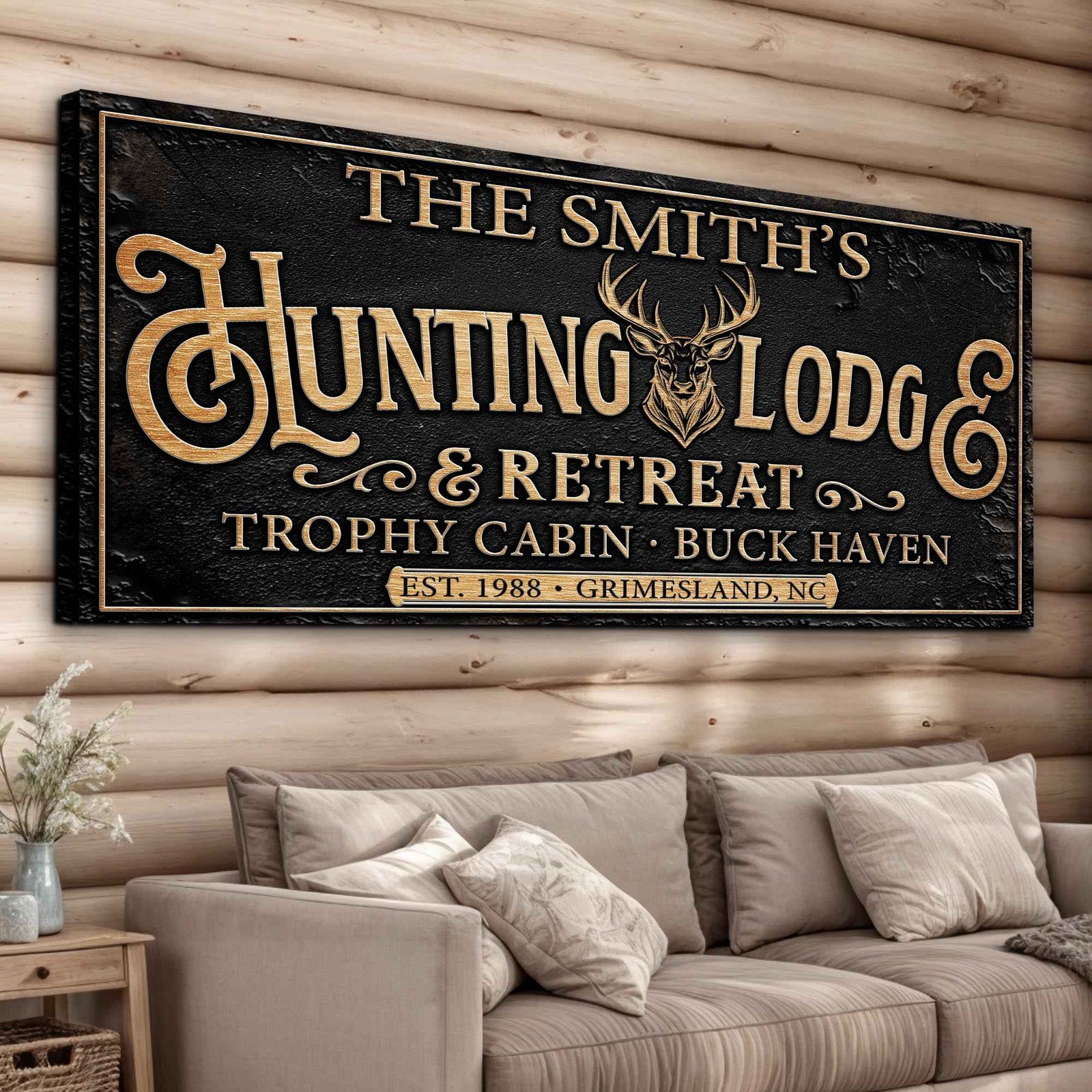 Family Hunting Lodge Retreat Sign