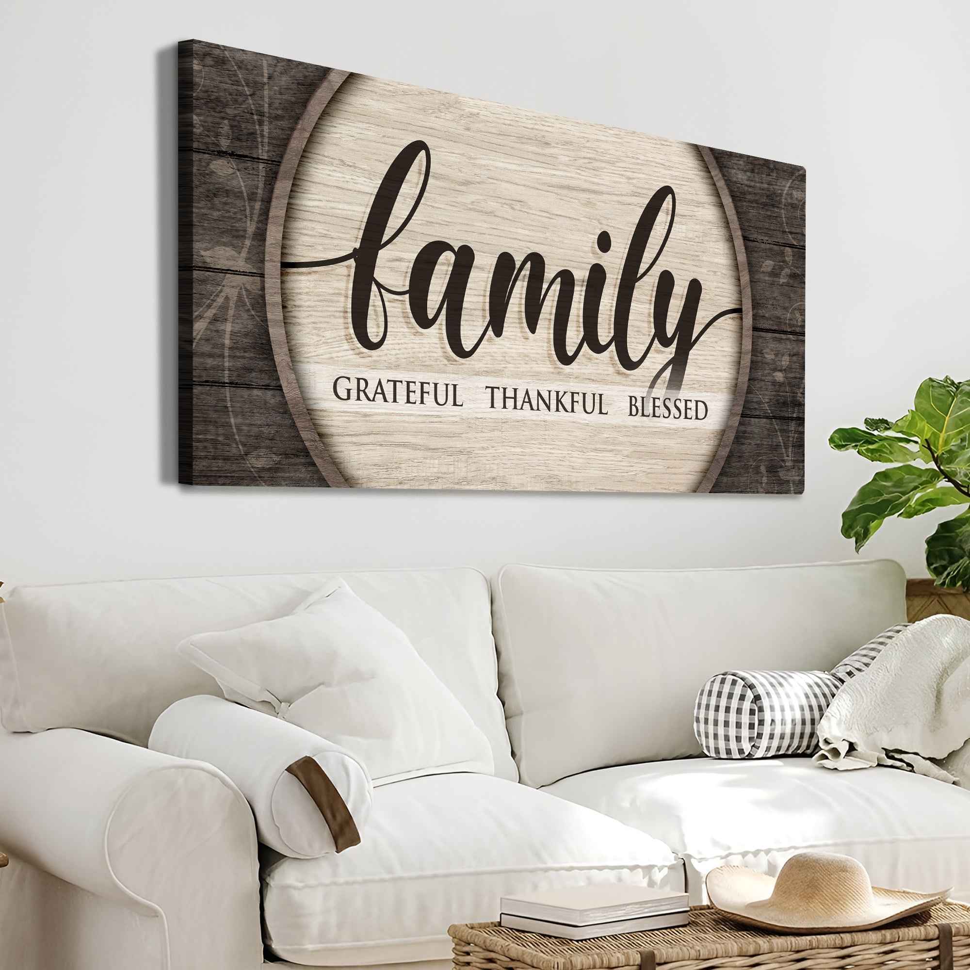 Grateful Thankful Blessed Family Sign