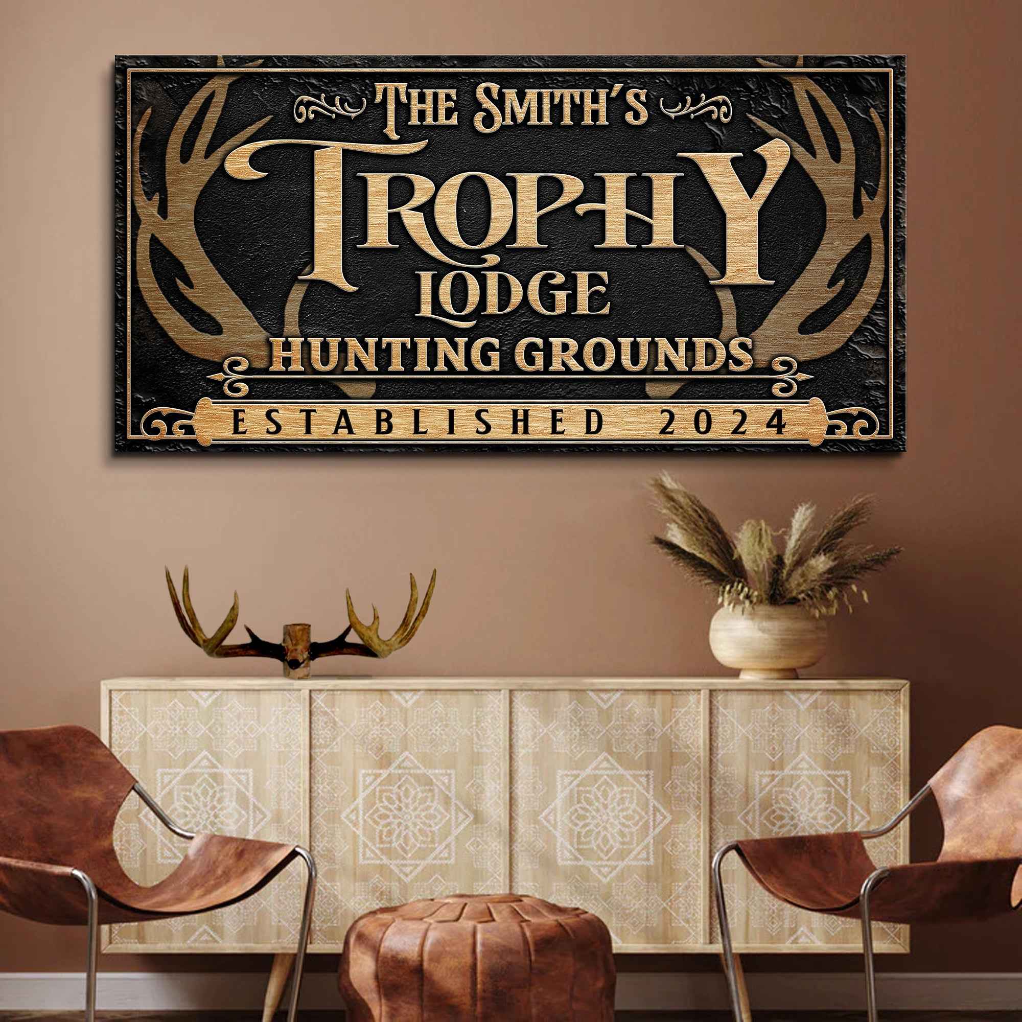 Personalized Family Antler Sign III