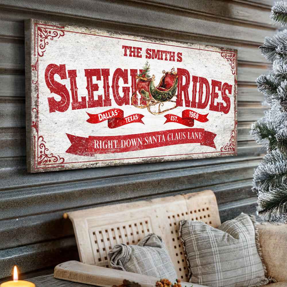 Sleigh Rides Christmas Sign IV