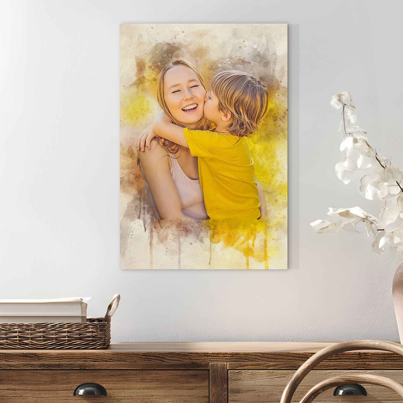 Mother's Day Watercolor Sign Mother and Child