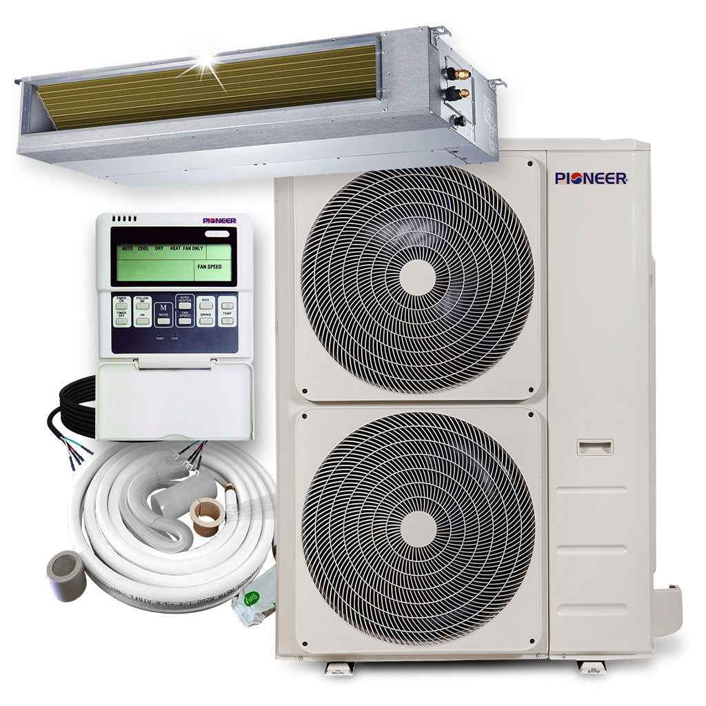 Pioneer® Quantum Ultra™ 48,000 BTU 17 SEER2 230V Slim-Duct Ceiling Concealed Mini-Split Air Conditioner Inverter Heat Pump Full Set
