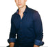 Kevin// Cotton Knit-Stretch Button-Up Shirt With Contrast Details // Navy // Tailored Fit (Fitted)