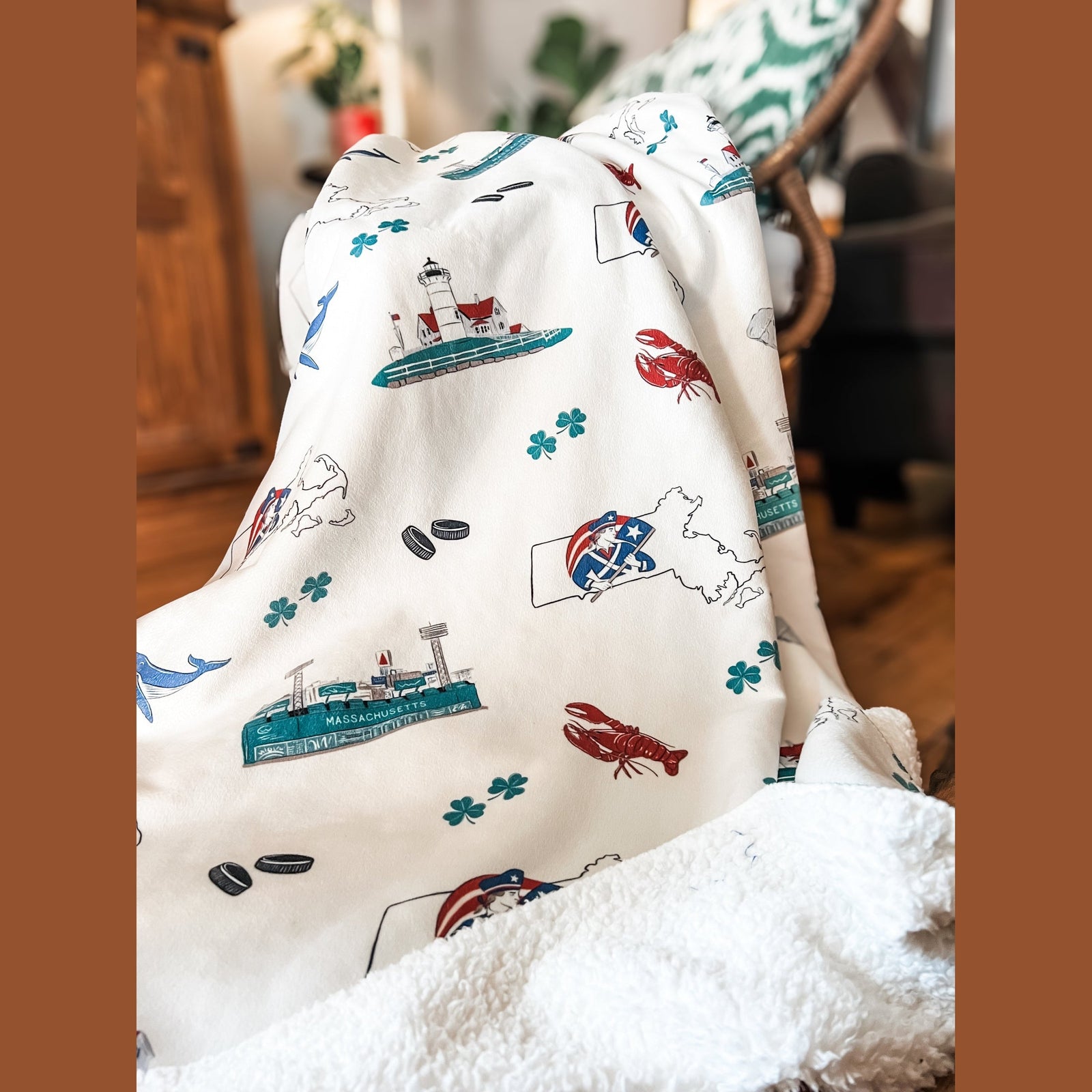 Massachusetts Plush Throw Blanket 60x80