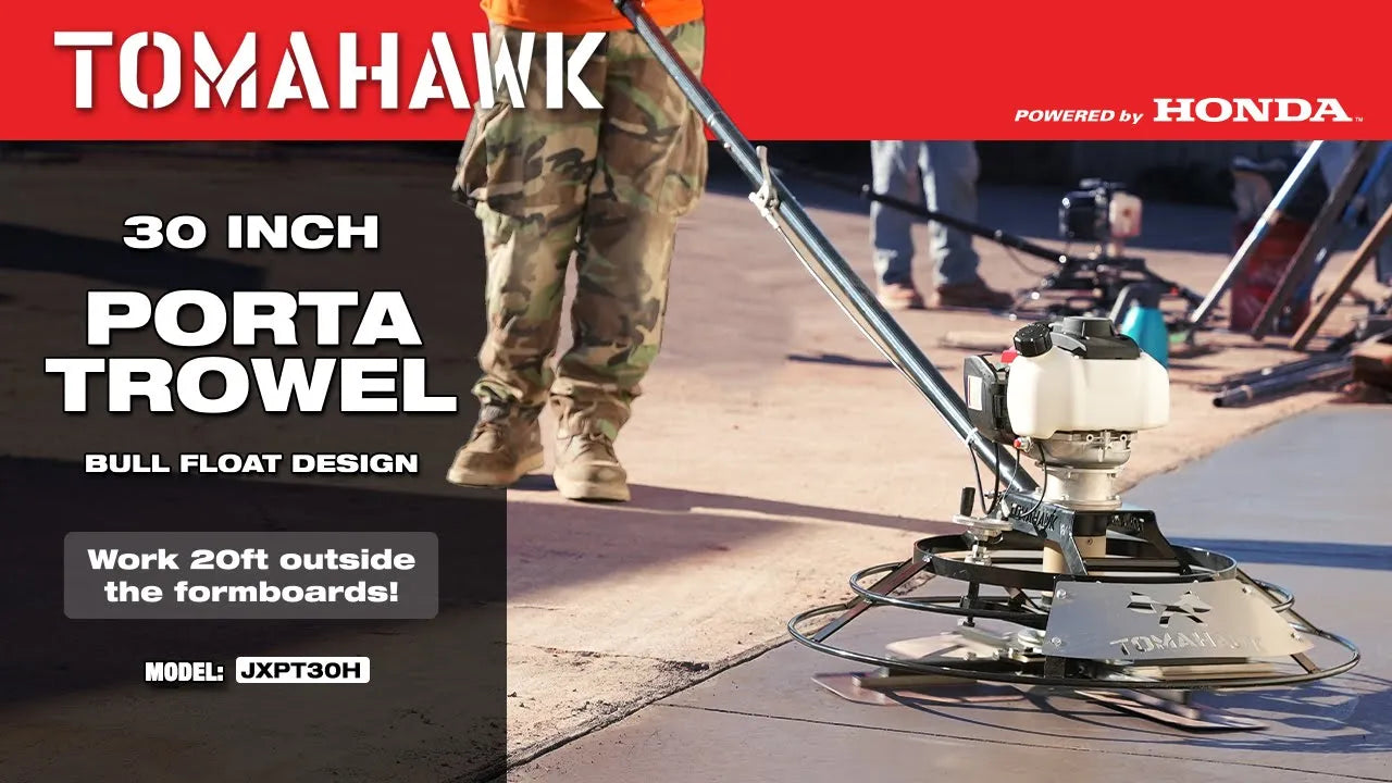 30" Portable Honda Concrete Power Trowel with 18ft Bull Float Handle GX35