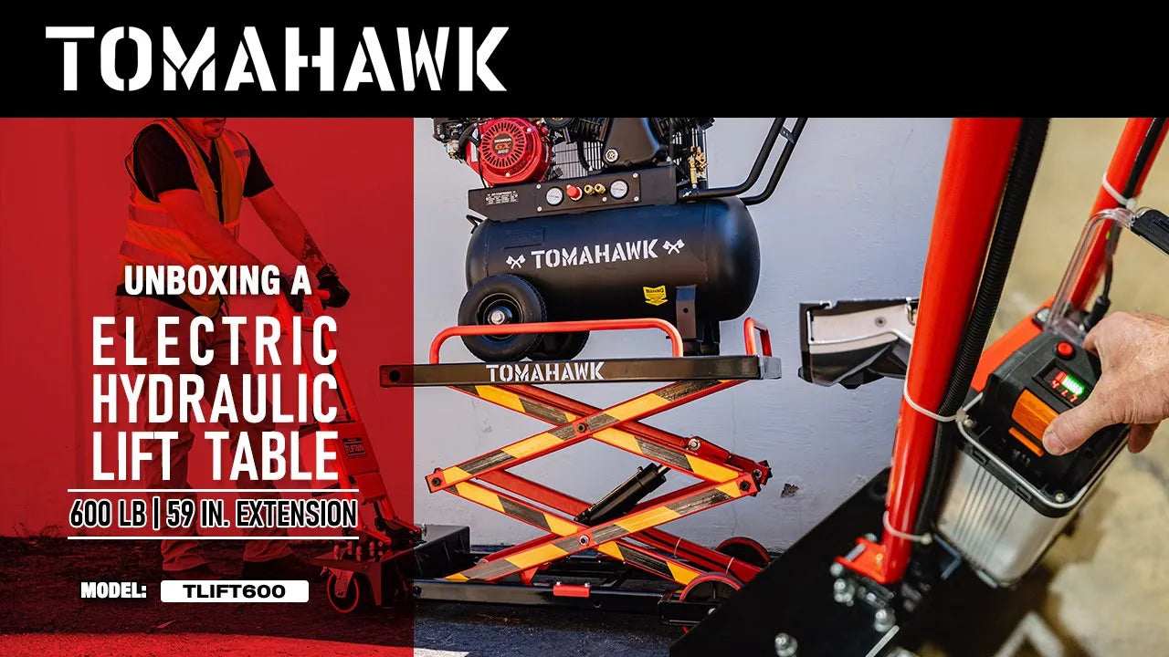 Electric Hydraulic Lift Table – 600 lb, 59 in. Extension Portable Powered Scissor Lift Cart for Warehouses, Shops & Material Handling