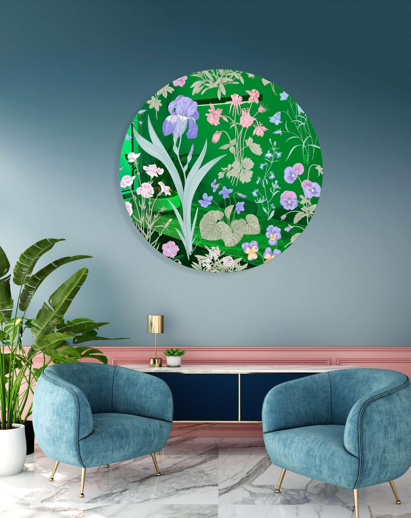 Meadow Flowers Printed Mirror Acrylic Circles