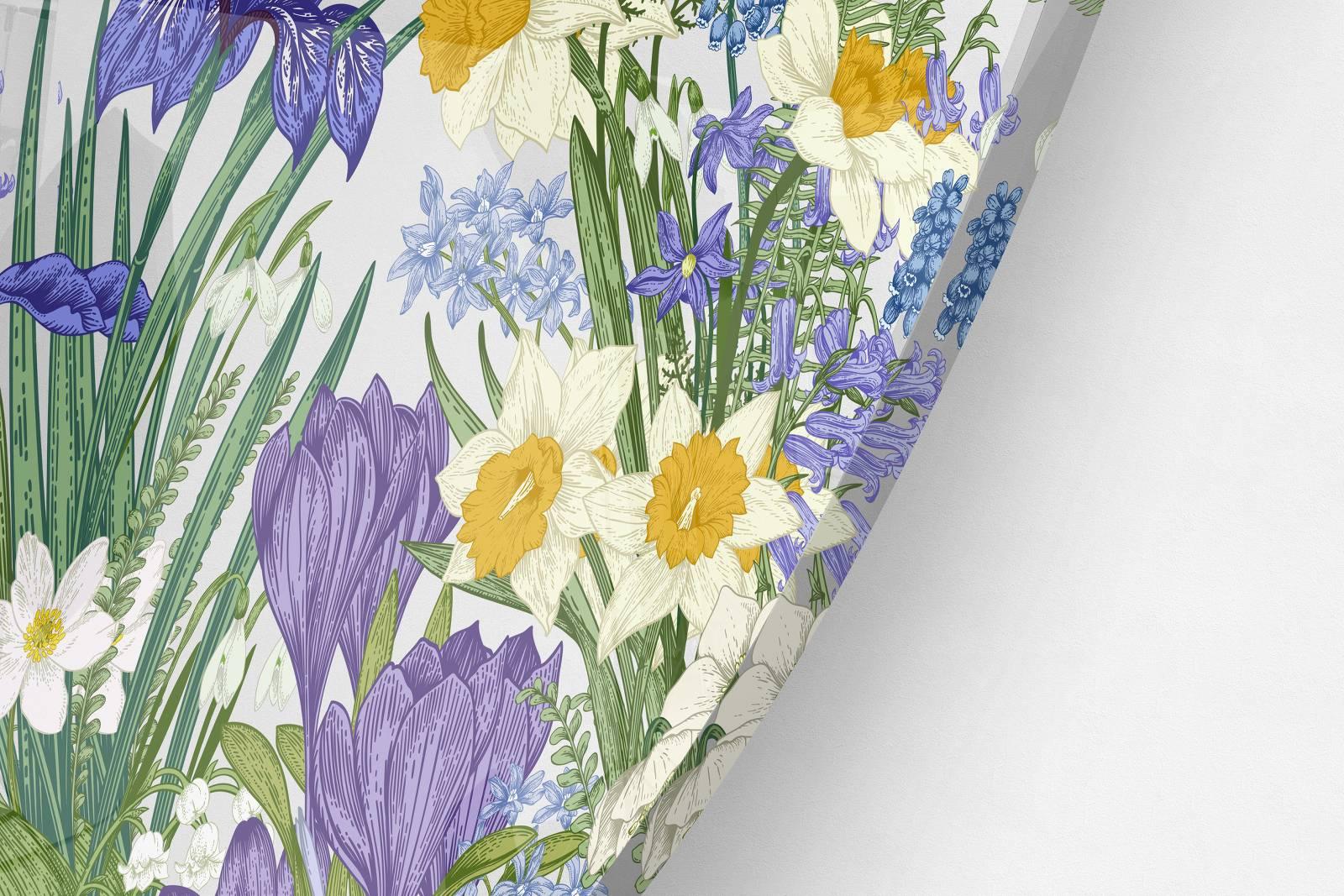 Meadow Flowers Printed Transparent Acrylic Circle