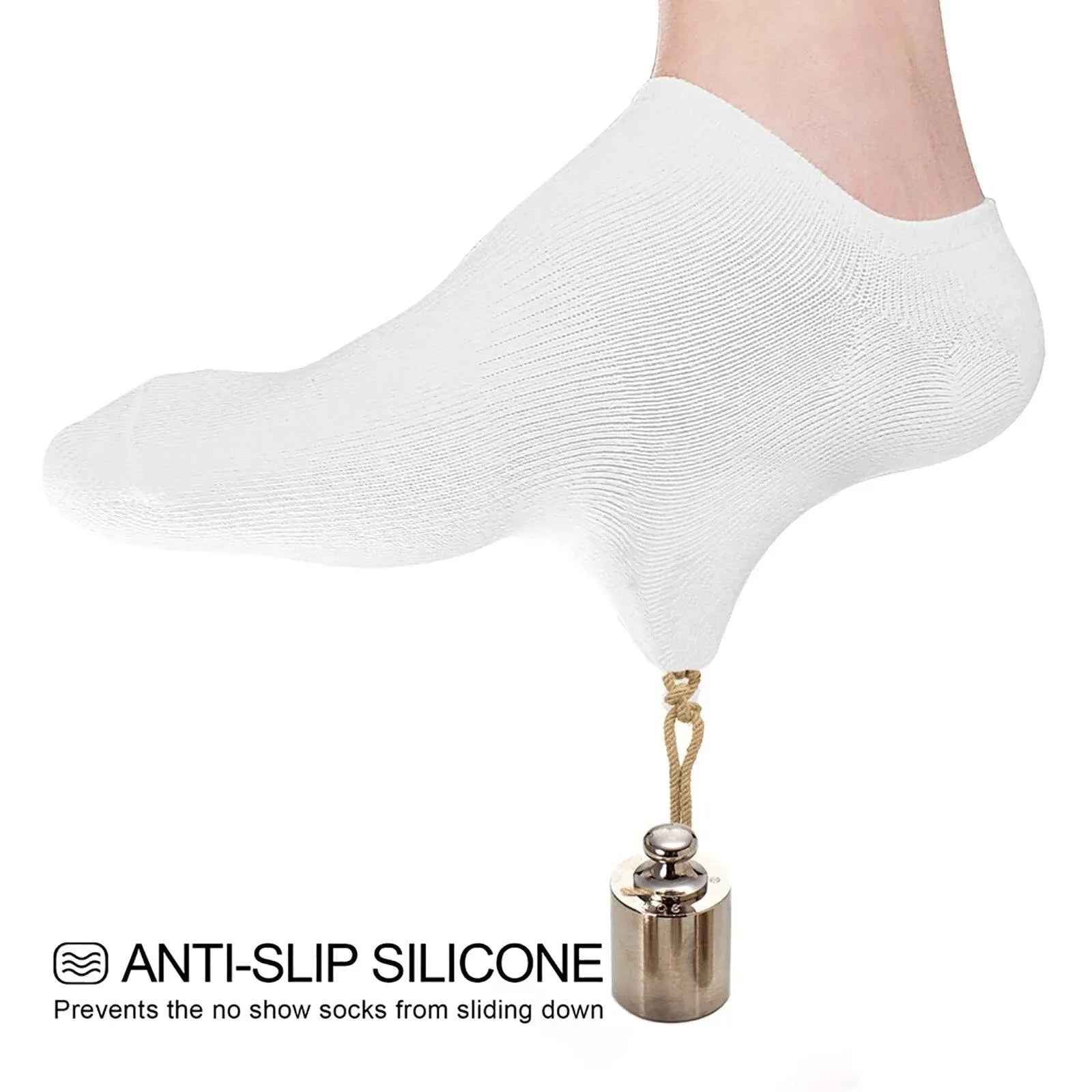 Comfort Rich Men's No Show Socks - Black, and White Cotton, Size 10-13