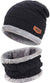 Mens Womens Winter Beanie Hat Scarf Set Warm Knit Hat Thick Fleece Lined Winter Cap Neck Warmer for Men Women