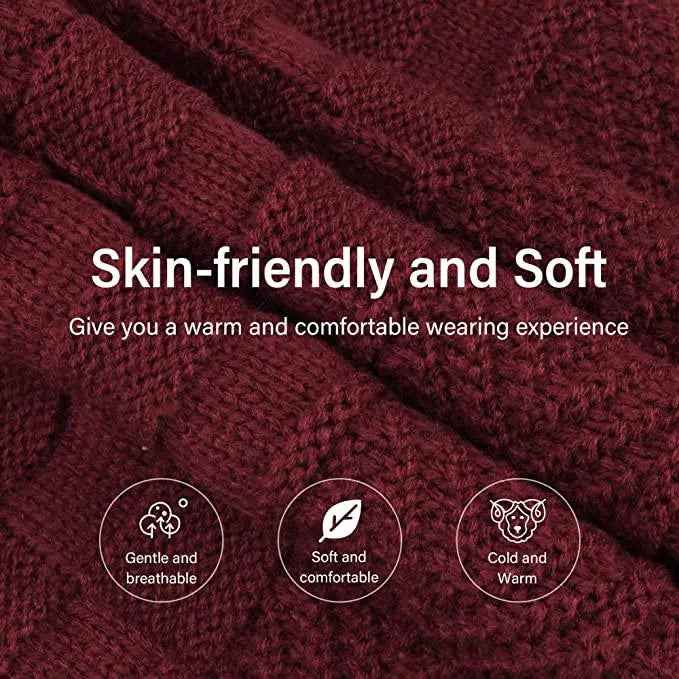 Mens Womens Winter Beanie Hat Scarf Set Warm Knit Hat Thick Fleece Lined Winter Cap Neck Warmer for Men Women