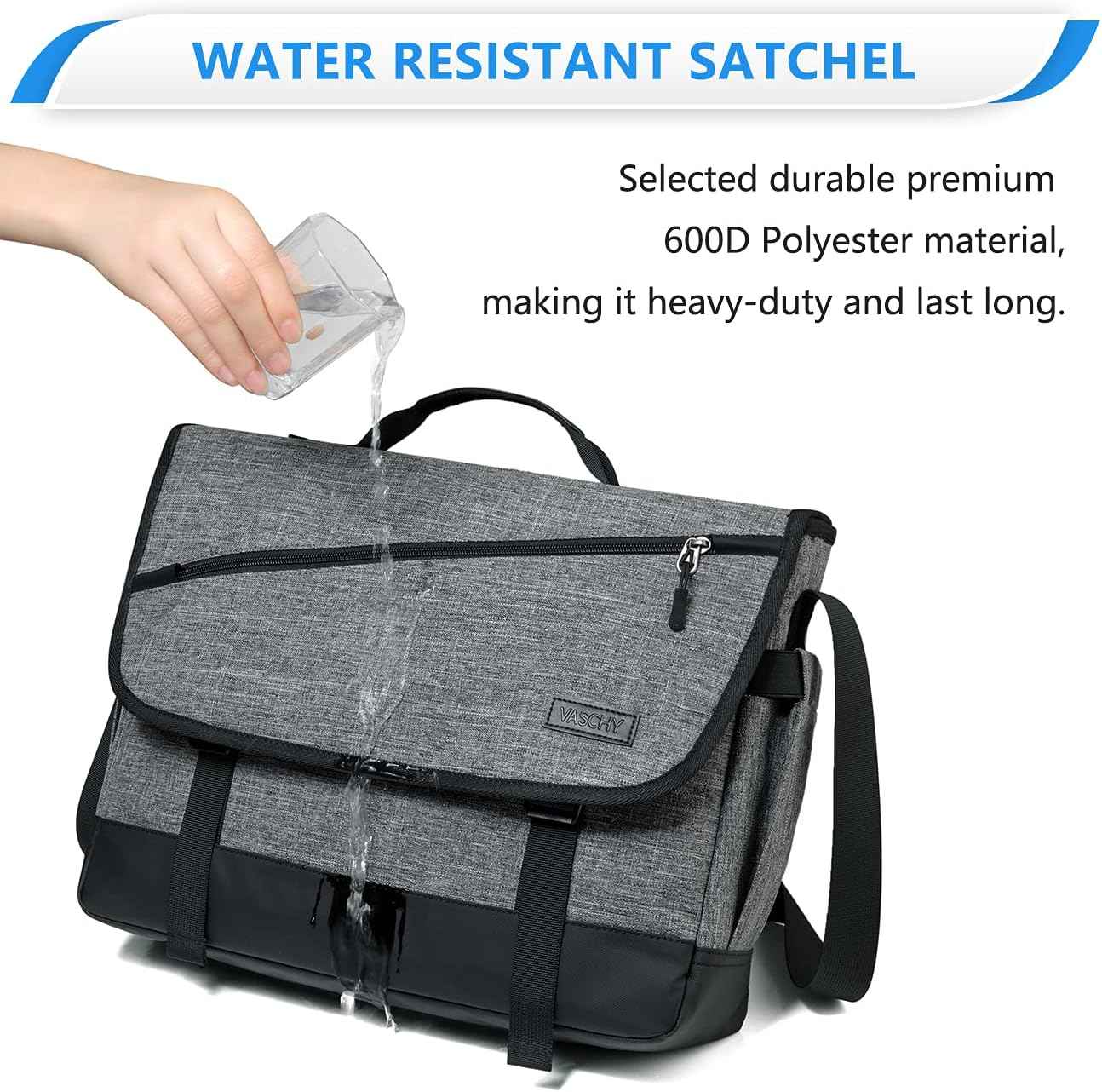Water Resistant Laptop Messenger Bag 17 Inch Work Shoulder Bag