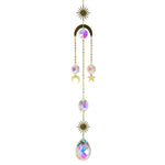 Metallic Hoop Moon Sun Wind Chimes Crystals Sun-catcher Ornament With Chakra Energy K9 Crystal Ball Prisms Hanging Rainbow Chaser Window Curtains Pendant Home Decor Gifts