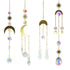 Metallic Hoop Moon Sun Wind Chimes Crystals Sun-catcher Ornament With Chakra Energy K9 Crystal Ball Prisms Hanging Rainbow Chaser Window Curtains Pendant Home Decor Gifts