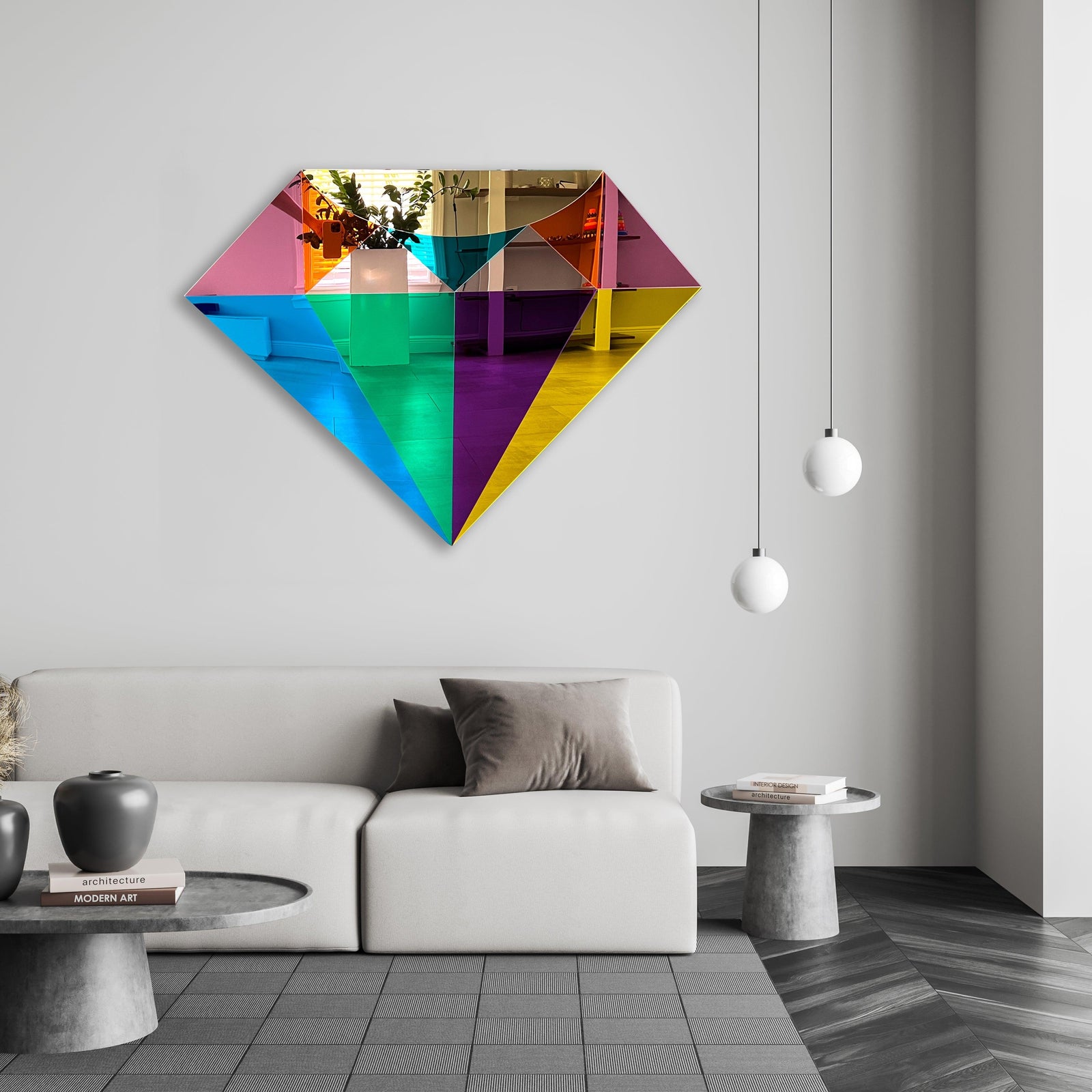 Mirrored Acrylic Diamond Wall Art